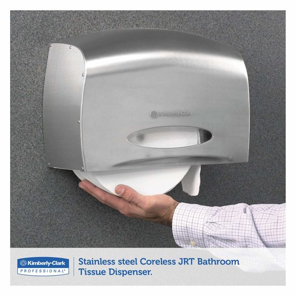KIMBERLY CLARK Coreless JRT Jr. Bath Tissue Dispenser, EZ Load, 6x9.8x14.3, Stainless Steel